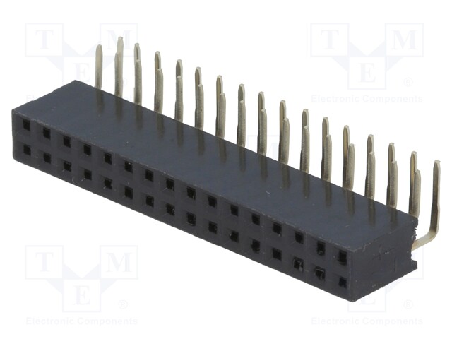 Socket; pin strips; female; PIN: 32; angled 90°; 2.54mm; THT; 2x16