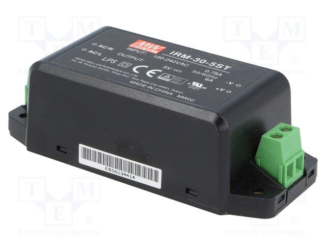 Power supply: switched-mode; modular; 30W; 5VDC; 91x39.5x28.5mm