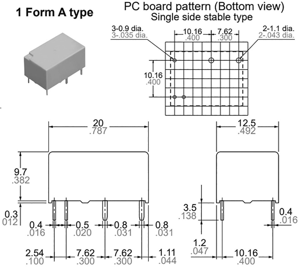 Relay: electromagnetic; DPST-NO; Ucoil: 5VDC; 8A/250VAC; 8A/30VDC