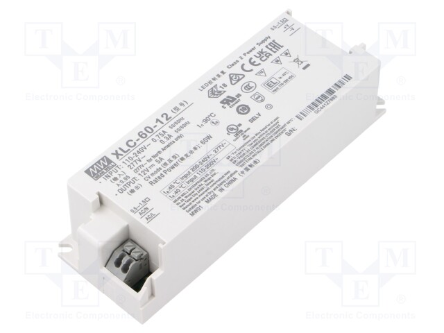 Power supply: switching; LED; 60W; XLC-60; -25÷90°C; OUT: 1