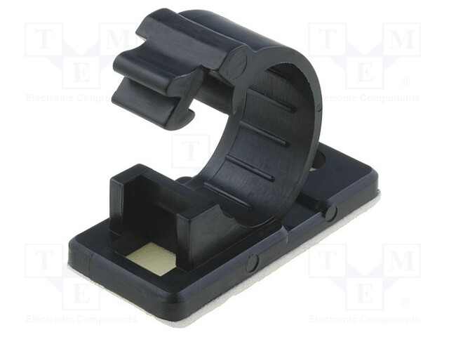 Screw down self-adhesive holder; 12mm; polyamide; black; UL94V-2