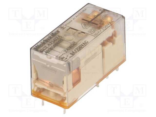 Relay: electromagnetic; DPDT; Ucoil: 24VDC; 8A/250VAC; max.400VAC