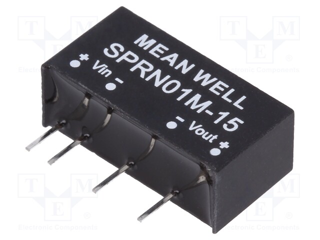 Converter: DC/DC; 1W; Uin: 11.4÷13.2V; 15VDC; Iout: 0÷67mA; SIP6