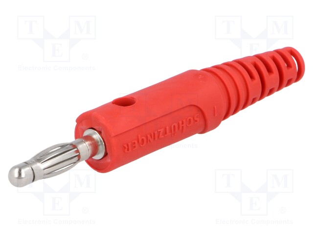 Plug; 4mm banana; 32A; 60VDC; red; with transversal socket