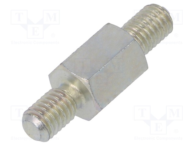 Screwed spacer sleeve; 10mm; Ext.thread: M5; hexagonal; steel