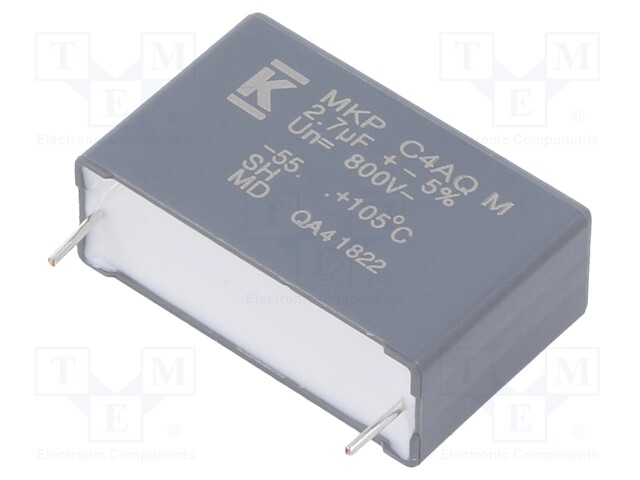 Capacitor: polypropylene; DC-Link; 2.7uF; ESR: 18.3mΩ; THT; ±5%