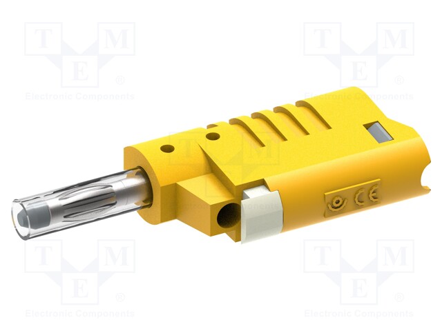 Plug; 4mm banana; 36A; 30VAC; 60VDC; yellow; insulated