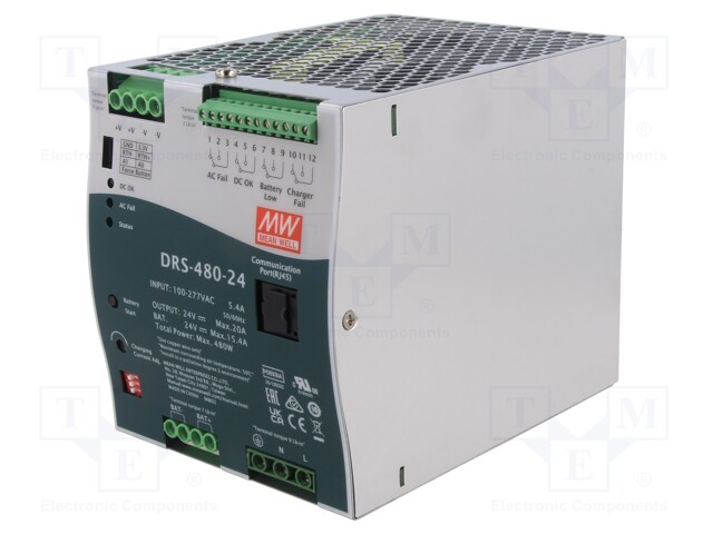 Power supply: buffer; for DIN rail; 480W; 24VDC; 20A; 90÷305VAC