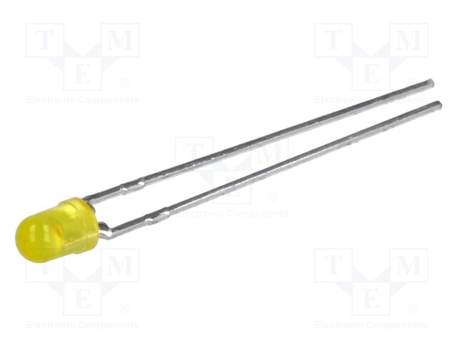 LED; 3mm; yellow; 0.9÷2.1mcd; 50°; Front: convex