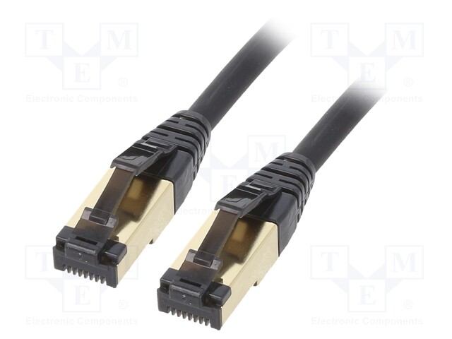 Patch cord; S/FTP; Cat 8; stranded; Cu; LSZH; black; Len: 10m; 27AWG