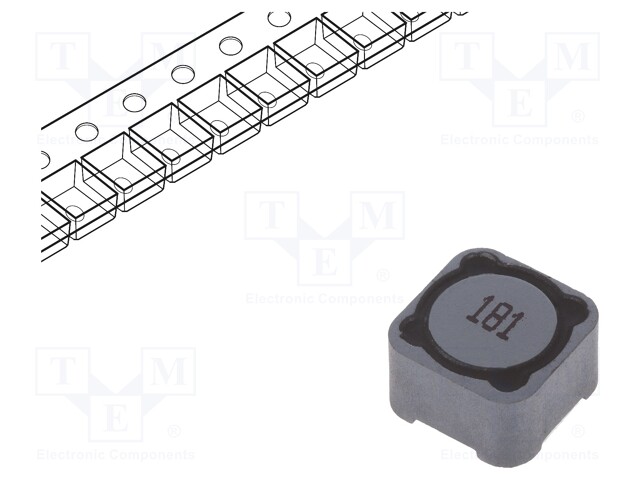 Inductor: wire; SMD; 180uH; 1.3A; 350mΩ; 12x12x8mm; ±20%; -40÷125°C