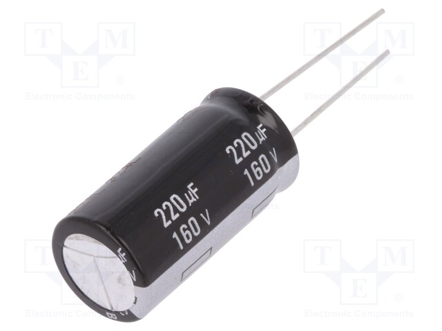 Capacitor: electrolytic; THT; 220uF; 160VDC; Ø16x31.5mm; ±20%