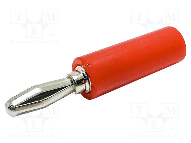 Plug; 4mm banana; 15A; 1kVAC; red; 40.4mm; Plating: nickel plated