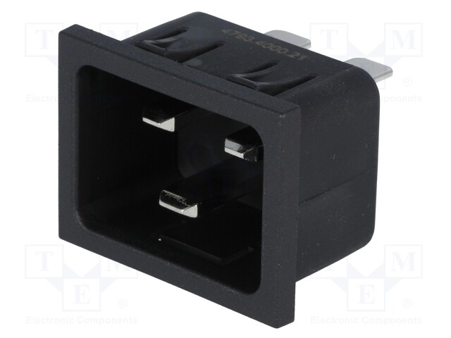 Connector: AC supply; socket; male; 16A; 250VAC; IEC 60320