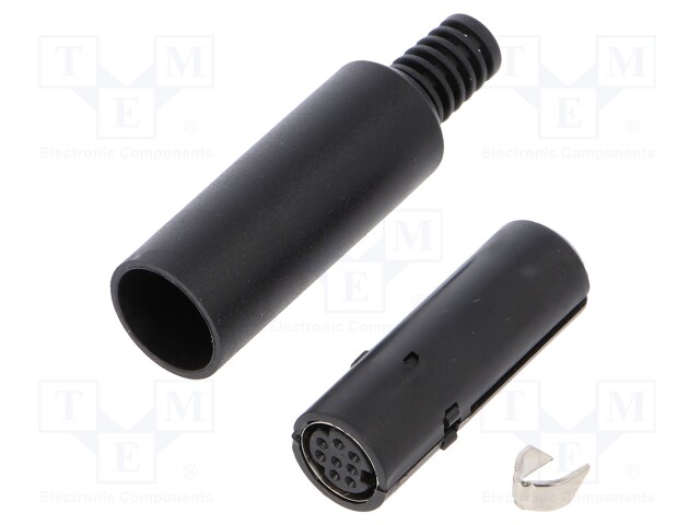 Plug; DIN mini; female; PIN: 8; with strain relief; soldering; 100V