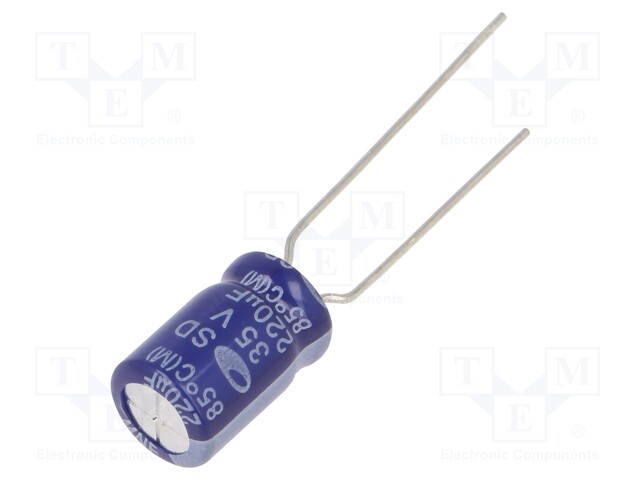 Capacitor: electrolytic; THT; 220uF; 35VDC; Ø8x11.5mm; ±20%; 2000h