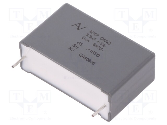 Capacitor: polypropylene; DC-Link; 3.3uF; ESR: 17mΩ; C4AQ; THT; ±5%