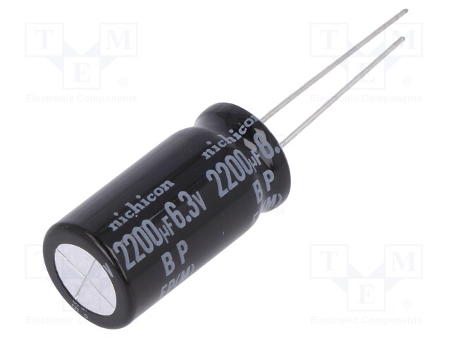 Capacitor: electrolytic; bipolar; THT; 2200uF; 6.3VDC; Ø10x20mm