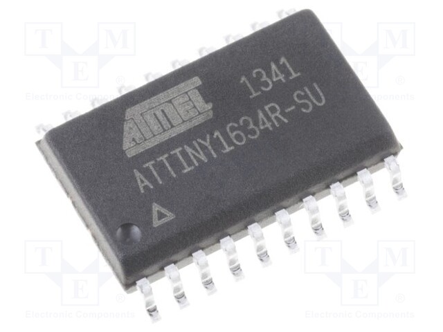 AVR microcontroller; EEPROM: 256B; SRAM: 1kB; Flash: 16kB; SO20-W