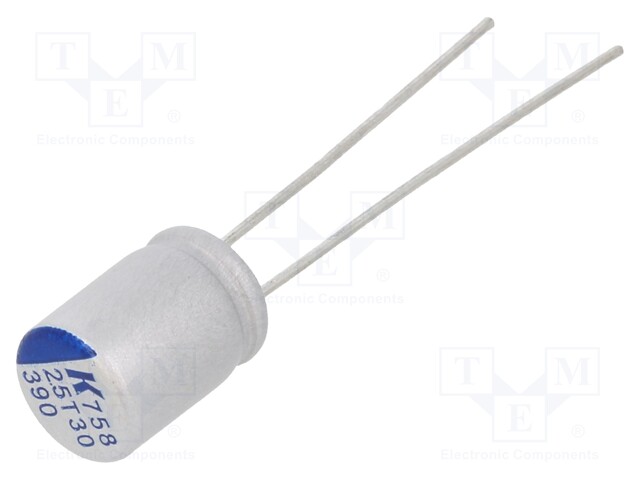 Polymer Aluminium Electrolytic Capacitor, 390 µF, 2.5 V, Radial Leaded, A758 Series, 0.018 ohm