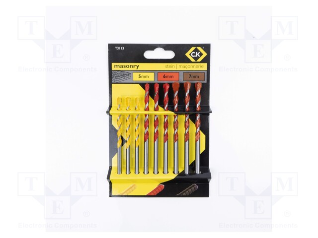 Drill set; for concrete; concrete,stone; 9pcs.