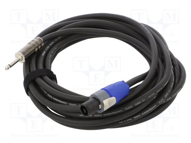 Cable; Jack 6,3mm 2pin plug,SpeakON female 2pin; 9m; black