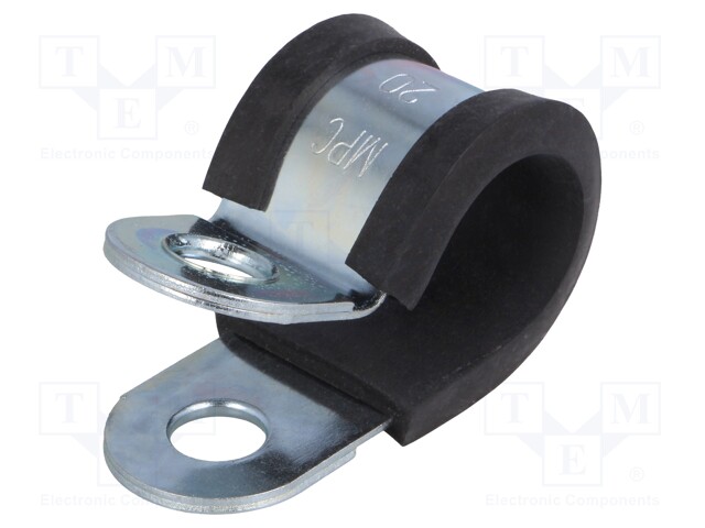 Fixing clamp; ØBundle : 20mm; W: 25mm; steel; Cover material: EPDM