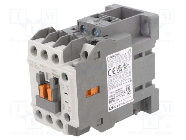 Contactor: 3-pole; NO x3; Auxiliary contacts: NO + NC; 125VDC; 22A