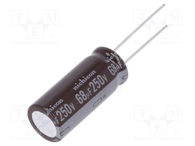 Capacitor: electrolytic; THT; 68uF; 250VDC; Ø12.5x31.5mm; ±20%