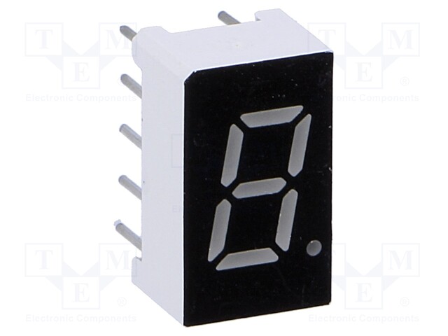 Display: LED; 7-segment; 7.62mm; 0.3"; No.char: 1; amber; 40mcd