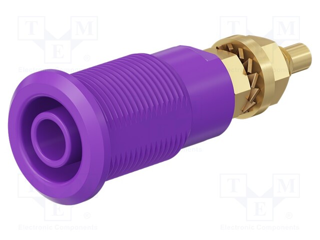 Socket; 4mm banana; 32A; violet; gold-plated; Overall len: 38.5mm