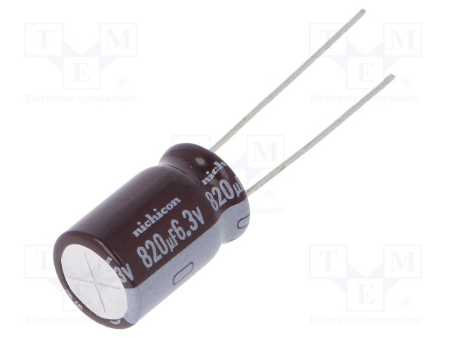 Capacitor: electrolytic; low impedance; THT; 820uF; 6.3VDC; ±20%