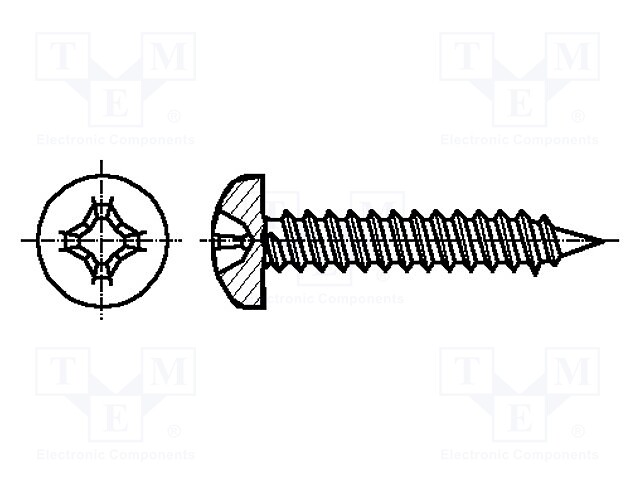 Screw; 3,5x45; Head: cheese head; Phillips; A2 stainless steel