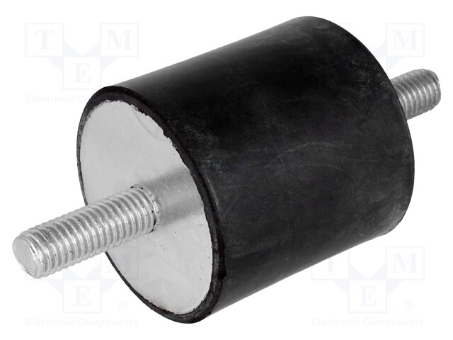 Vibration damper; M10; Ø: 50mm; rubber; L: 50mm; Thread len: 28mm