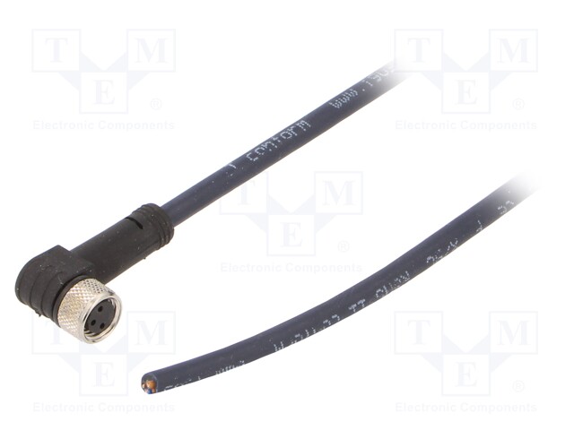 Connection lead; M8; PIN: 3; angled; 10m; plug; 60VAC; 4A; -35÷105°C