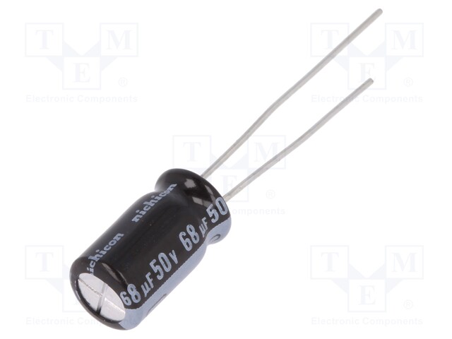 Capacitor: electrolytic; THT; 68uF; 50VDC; Ø6.3x11mm; Pitch: 2.5mm