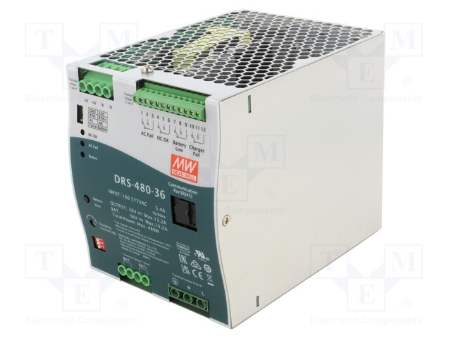 Power supply: buffer; for DIN rail; 480W; 36VDC; 10.2A; 90÷305VAC