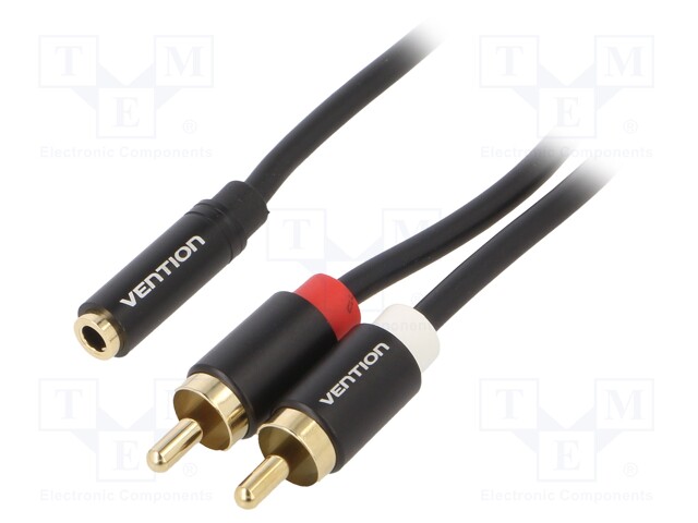 Cable; Jack 3.5mm socket,RCA plug x2; 2m; Plating: gold-plated