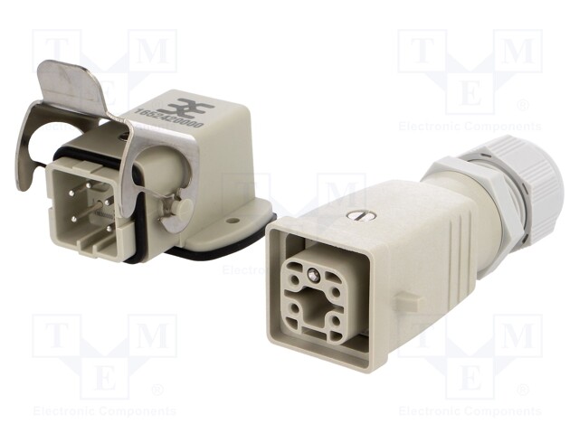 Connector: HDC; male + female; plug + socket; HA; PIN: 5; 4+PE; M20