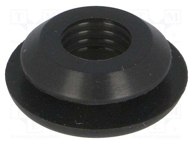 Grommet; Ømount.hole: 9.5mm; Øhole: 6.8mm; silicone; black