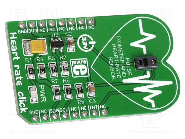 Click board; heart rate sensor; I2C; MAX30100; 3.3VDC