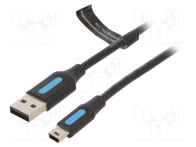 Cable; USB 2.0; USB A plug,USB B mini plug; nickel plated; 1m