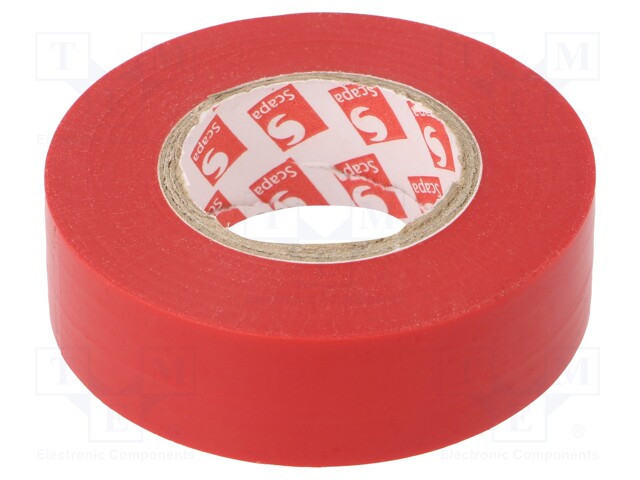 Tape: electrical insulating; W: 19mm; L: 20m; Thk: 0.13mm; red; 180%