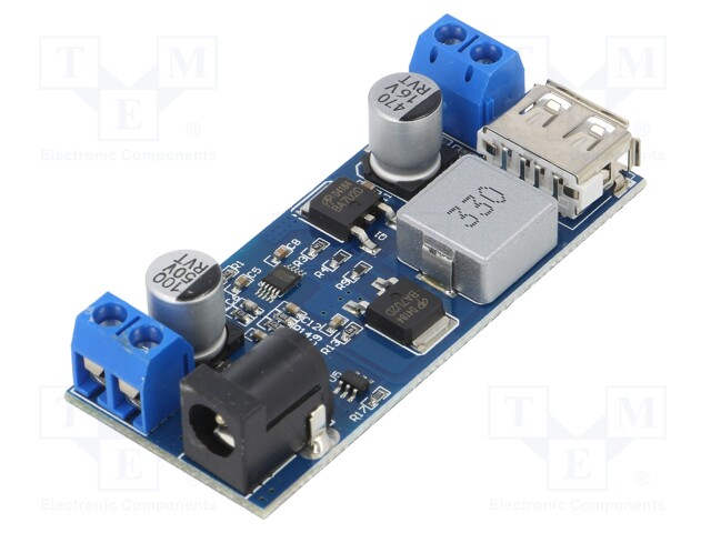 Converter: step down; Uout: 5V; Uin: 9÷36V; 5A; 63x27mm; DC,USB A