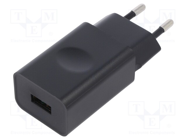 Power supply: switched-mode; 5VDC; 1A; Out: USB; 5W; Plug: EU; 73.7%