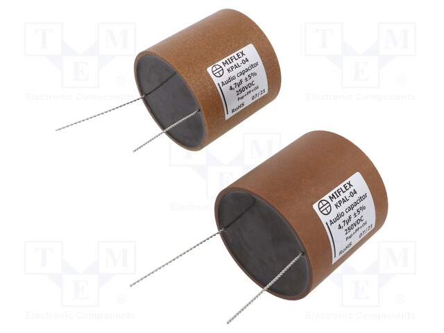 Capacitor: aluminum-polypropylene-paper; 4.7uF; 250VDC; ±5%