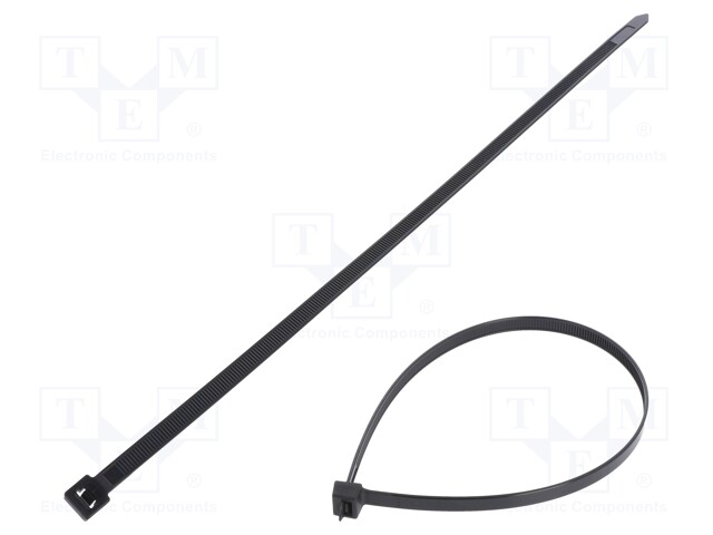 Cable tie; L: 350mm; W: 7.6mm; polyamide; 533N; black; Ømax: 90mm