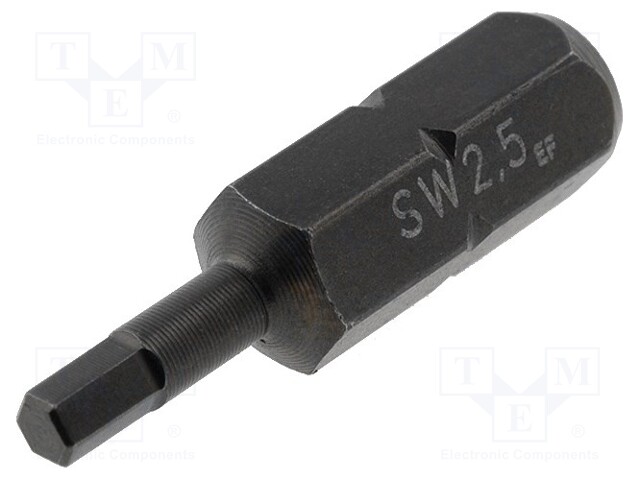 Screwdriver bit; Allen hex key; HEX 2,5mm; Overall len: 25mm