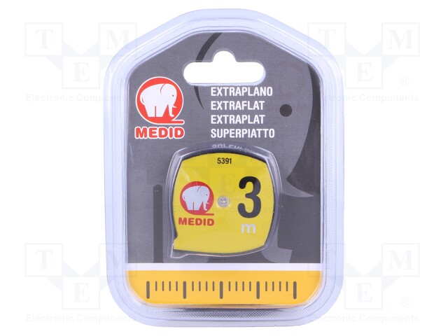 Measuring tape; L: 3m; Width: 7mm; Enclos.mat: ABS,aluminium