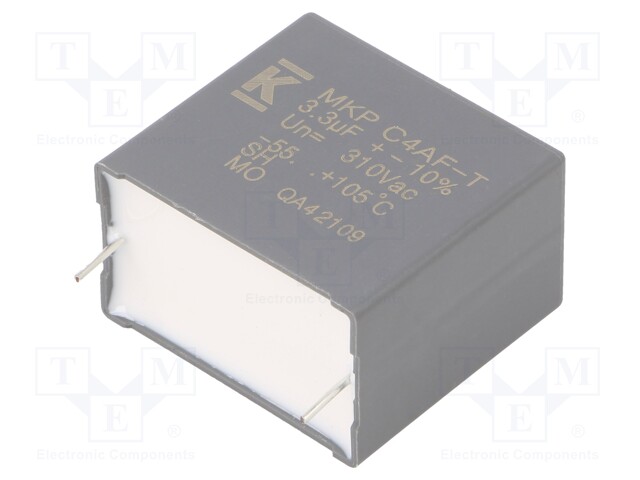 AC Film Capacitor, 3.3 µF, 310 VAC, Metallized PP, ± 10%, C4AF Series, Radial Box